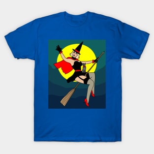 Flying Witch On A Broomstick With A Hat T-Shirt